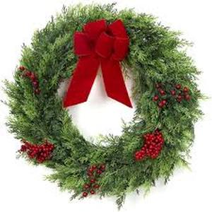 lot 3082 image: Holiday Wreath with Red Bow and Berries