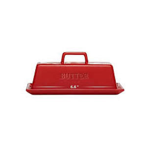 lot 4175 image: Red Ceramic Butter Dish with Lid