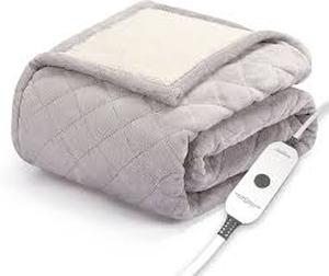 lot 7749 image: Quilted Heated Blanket Grey