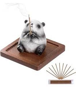 lot 8385 image: Gray Panda Inscents Holder With Broken Wood Tray