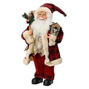 lot 13696 image: Traditional Santa Claus Plush Figure in Plaid