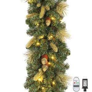 lot 3105 image: SHareconn 9FT Prelit Greenery Christmas Garland with Pine Cones Decorations and Multi-Color LED Lights Plug in, Lighted Garland for Mantle Fireplace Table Indoor Xmas Decor, 9 FT