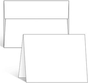 lot 4339 image: Ohuhu Blank White Cards and Envelopes 100 Pack - 4 x 6 Heavyweight Folded Cards and A4 Envelopes for DIY Greeting Cards Wedding Birthday Invitations Baby Shower Thank You Cards and All Occasions