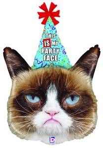 lot 4413 image: XL 36 Grumpy Cat Super Shape Mylar Foil Balloon Party Decoration