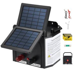 lot 7766 image: 3 Miles Solar Fence Charger, 0.15 Joule Solar Electric Fence Charger for Livestock, Pigs, Horses, Cattle Sheep