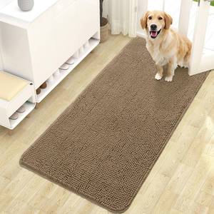 lot 7770 image: OLANLY Dog Door Mat for Muddy Paws 47x24, Absorbs Moisture and Dirt, Absorbent Non-Slip Washable Doormat, Quick Dry Chenille Mud Mat for Dogs, Entry Indoor Entryway Carpet for Inside Floor, Tan