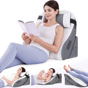 lot 7784 image: ZIKEE Adjustable Wedge Pillow Headboard Set for Sleeping & After Surgery, Ergonomic Reading Pillow for Sitting in Bed, Bed Wedge with Premium Memory Foam for Back Pain Relief & Support, Leg Elevation