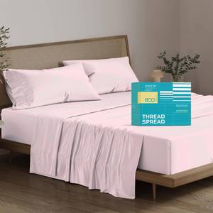 lot 7785 image: THREAD SPREAD 100% Egyptian Cotton Sheets Full Size - 800 Thread Count 4 PC Deep Pocket Full Size Sheet Set, Silky Soft Cooling Sateen Weave Luxury Hotel Sheets, Fits Mattress Upto 18 - Blush