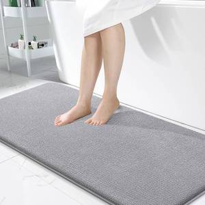 lot 7789 image: OLANLY Thick Memory Foam Bath Mat Rug 47x24, Extra Soft Absorbent Bathroom Rug, Quick Dry Bath Mats, Non-Slip, Machine Washable Carpet for Bathroom, Tub and Shower, Home Decor Accessories, Grey