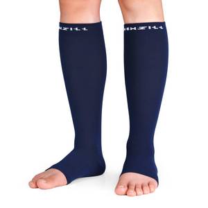 lot 8013 image: NEWZILL Copper Compression Socks for Women & Men Circulation 20-30 mmHg, Graduated Open Toe, Cotton Compression Socks for Nurses Darkblue LXL