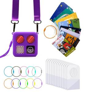 lot 8018 image: Silicone Case for Yoto Mini and Card Holder for Yoto Cards, Protective Silicone Adventure Jacket with Shoulder Strap, 200 PCS Tabs 10 Loops Kids Travel Carrier of Yoto Accessories, Aqua
