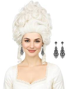 lot 8413 image: Bettecos Platinum Blonde Wig for Women 18th Century Colonial Style Costume Blond Beehive Wigs fits Renaissance Queen Cosplay Halloween Party (Platinum Blonde)