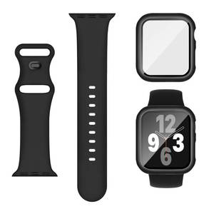 lot 8426 image: Adorique 3-in-1 Compatible for Apple Watch Band 40mm 41mm 42mm, Soft Silicone Sport Strap for iWatch Series SE 10 9 8 7 6 5 4 3, Black