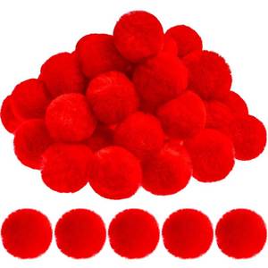 lot 8427 image: Red Pom Poms Christmas Faux Fur Pompom Ball Acrylic Large Red Pompoms Crafts Holiday Pom Balls Fluffy Plush Pompom for DIY Christmas Costume Supplies Party Decorations, 2 Inches (30 Pieces)