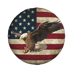 lot 8495 image: Spare Tire Cover for RV Camper Trailer Bald Eagle American Flag, Weatherproof Universal Wheel Cover for RV Travel Trailer Camper Truck 14inch