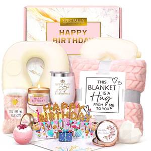lot 11657 image: HSOEIXL Birthday Gifts for Women, Unique Spa Birthday Gift Basket with Blanket for Women - Happy Birthday Gifts for Her, Mom, Sister, Teacher, Girlfriend, Coworker, Wife, Bestie, BFF