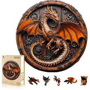 lot 11684 image: Wooden Puzzles for Adults, 3D Vision Effect Mechanical Dragon Wooden Jigsaw Puzzles 550 PCS Unique Shape Advanced Wood Puzzle Adult, Flat Puzzle Birthday Gifts (XL-17.3  17.2in)