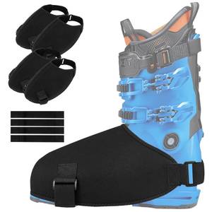 lot 11685 image: LUCKIPLUS Ski Boot Covers, 2 Pairs Neoprene Ski Boot Gloves Keep Your Feet Dry and Warm, Waterproof Skiing Shoe Protector with Removable Toe Straps for Winter Sports Accessory, Skiers Gift