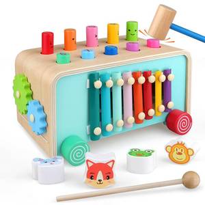 lot 11697 image: LAAVII Montessori Baby Hammer Pounding Toy for Toddlers Boys Girls 2 3 4 Years Old, Educational Learning Toy Xylophone Color Shape Easter Basket Stuffers for Toddlers Valentines Day Gift