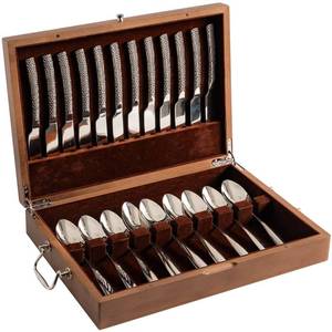 lot 11699 image: ACBORN Silverware Storage Box with Lid, Flatware Storage Case with Handle, Silverware Chest Boxes for Flatware Organizer for Silver