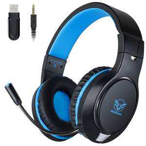 lot 11716 image: KHAZNEH H-10 2.4GHz Wireless Gaming Headset for PS4, PS5, PC, Mac, Nintendo Switch, Bluetooth Wireless Headphones with Noise Cancelling Mic for Kids Adults, 3.5 mm Cable Mode for Xbox Series, Blue