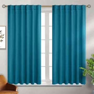 lot 11726 image: BGment Rod Pocket and Back Tab Blackout Curtains for Bedroom - Thermal Insulated Room Darkening Curtains for Living Room, 2 Window Curtain Panels (38 x 54 Inch, Peacock Blue)