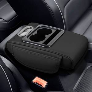 lot 11735 image: wuyaoyao Car Center Console Cover, 13.39�8.27�3.15 Leather Car Armrest Cover with Pocket & Tissue Box & Cup Holder, Multifunctional Auto Armrest Cushion Pad, Universal Car Accessories (Black)