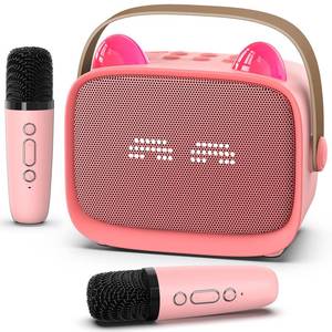 lot 11737 image: Mini Karaoke Machine Toys Gifts,Kids Portable MP3 Player with 2 Wireless Microphone and LED,Christmas Birthday Gifts for Girls Boys 3 4 5 6 7 8 Year Old (Pink)
