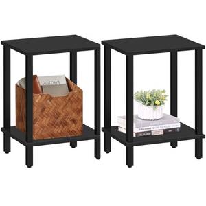 lot 11743 image: TUTOTAK End Table, Set of 2, Side Table, Nightstand, 2-Tier Storage Shelf, Sofa Table for Small Space, Living Room, Bed Room TB01BK035