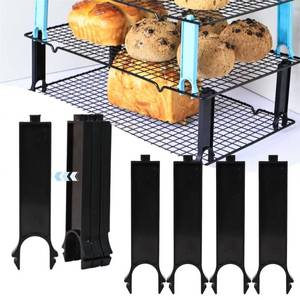 lot 12250 image: 4PCS Saving Harvest Cooling Rack Stacker - Cooling Rack Organizer, Stacking Clips for Cookie & Stackable Cooling Rack, Cookie Bread Cake Cooling Rack Baking Gifts (Black, Large 4pcs)