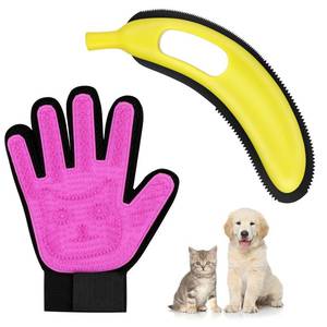 lot 12251 image: Nrefpun 2-Pack Pet Hair Remover - Banana Cat Dog Hair Remover with Efficient Pet Grooming GlovesGentle Bathing Shedding Brush Dog GloveReusable Pet Hair Removal Tool for Carpet Couch Cat Fur & Lint