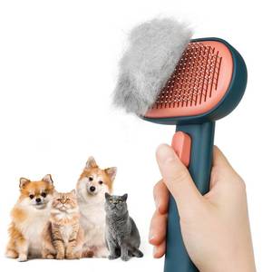 lot 12272 image: Aumuca Skin Friendly Self-Cleaning Slicker Brush for Dogs & Cats, Gentle Pet Grooming Tool for Shedding & Deshedding, Efficient Hair Remover for Long & Short Haired Pets