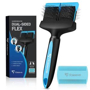 lot 12280 image: iToleeve Dual Flex Slicker Brush Dog Brush, Gentle Grooming Tool for Sensitive Dogs & Cats - Ideal for Long Hair, Removes Undercoat, Tangles, and Knots