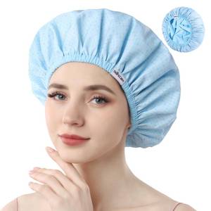 lot 12298 image: Years calm Shower Caps For Women Reusable Waterproof��Pattern And Solid Color Dual-Layer Design For Dual-Layer Usable��Protects Hair In Shower, Spa, Cooking, Clean & Travel (Blue, Extra Large)