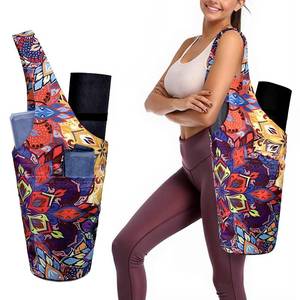 lot 12308 image: saniwu Yoga Mat Bag Carrier for Women Durable Linen with Large Capacity Side Pocket for Pilates, Gym & Fitness Travel