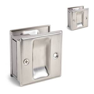 lot 12315 image: HOMOTEK 2 Pack Privacy Pocket Door Pull - No Switch Plate, Quick & Easy Replace, 2-34x2-12, for 1-38 Door Thickness, Brushed Nickel