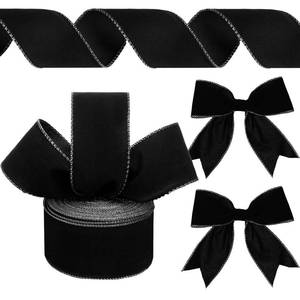 lot 12316 image: Yungyan Velvet Ribbons with Gold Edge Felt Ribbon Gift Bow Wrapping Ribbon for Handmade, Home Decor, Gift Wrapping, Wreath DIY Crafts, Christmas Tree(2.5 Inch X 35 Yards,Black)