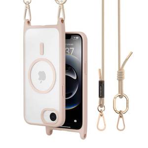 lot 12329 image: MAGEASY Case for 2025 iPhone 16e 6.1 - Case with Crossbody Strap, 16ft Drop Protection, Anti-Yellowing Clear Back, Slim Fit, Support Wireless Charging  Roam M (Ros�)