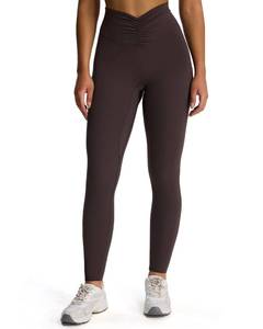 lot 12331 image: Aoxjox High Waisted Workout Leggings for Women Hidden Scrunch V Waist Front Illusion Ruched Athletic Yoga Pants 26 (Mulch, X-Small)