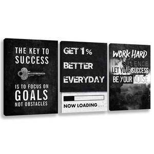 lot 13716 image: Motivational Wall Decor Inspirational Wall Art Canvas Poster Success Goal Artwork Entrepreneur Quote Painting Office Wall Decor for Bedroom Living Room Home Decoration Framed 12inch x16inch x3pieces