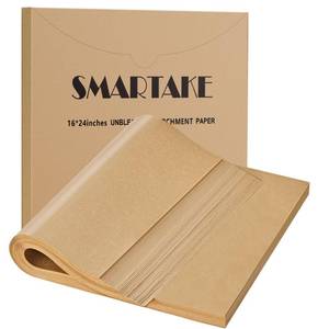 lot 13726 image: SMARTAKE 200 Pcs Parchment Paper Baking Sheets, 16x24 Inches Non-Stick Precut Baking Parchment, for Baking Grilling Air FSteaming Bread Cup Cake Cookie and More (Unbleached)