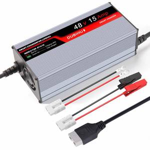 lot 13733 image: DUBIHU 58.4V 15A LifePo4 Lithium Battery Charger for Golf Cart, RV, 48V Motor,Anderson Plug, Includes Anderson Plug to M8 Ring Terminal Cable and Anderson Plug to Alligator Clip Cable