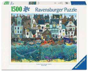 lot 13734 image: Ravensburger Puzzle 1500 Pieces - Harbour of Wonders A Bustling Fantasy Port - Ages 14