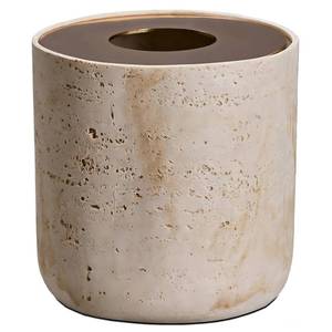lot 13744 image: Natural Travertine Textures Mini Trash Can with Rose Gold Stainless Steel Lid, Mini Countertop Trash Can for Bathroom Kitchen, Desk or Table top Mini Garbage Can, Resin Tiny Waste Basket for Vanity