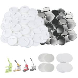 lot 13752 image: Mostme 100 Sets 75mm3 inch Button Supplies Button Parts for Buttons Maker Machine 75mm, Round Badge Blank Buttons Pins, Includes Plastic Pin Back Cover, Metal Cover, Clear Film&Blank Paper