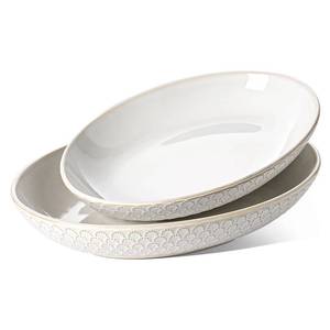 lot 13758 image: LE TAUCI Ceramic Serving Bowls Set of 2, Large Oval Serving Dishes for Entertaining, 11.8 & 13.7 Inch Salad Bowl for Kitchen Counter, Fruit Bowl, Pasta Bowls, Microwave and Dishwasher Safe - White