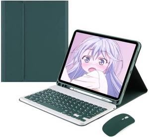 lot 13777 image: AnMengXinLing Lovely Keyboard Case for iPad 9th8th7th Generation with Mouse,Case for iPad9 iPad8 iPad7 10.2 inch with Pencil Holder and Deatachable Keyboard Mouse, Teal
