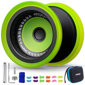 lot 14245 image: MAGICYOYO V13 DEEPSPIN Bi-Material Yoyo for Kids 8-12 and Adults, Dual Purpose Professional Yoyo for All Skill Levels, Trick Yo yo with 12 Yo-yo Strings, Finger Brace, Bearing Kit-BlackYellow Rings