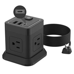 lot 14251 image: Power Strip with USB C Ports, FDTEK Power Cube with USB C, PD 20W Fast Charge Power Cube with 4 Outlets and 3 USB, 10FT Flat Plug Power Strip for Home, Office, Dorm Room Essentials