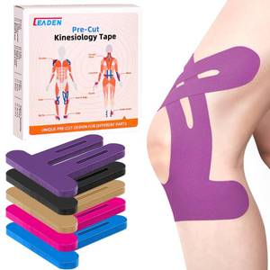 lot 14262 image: IEADEN Precut Kinesiology Tape for Knees, 20 Pcs - Knee Support & Stability, Knee Pain Relief Athletic Tape - Waterproof & Elastic, Breathable Hypoallergenic Latex-Free Tape, Purple